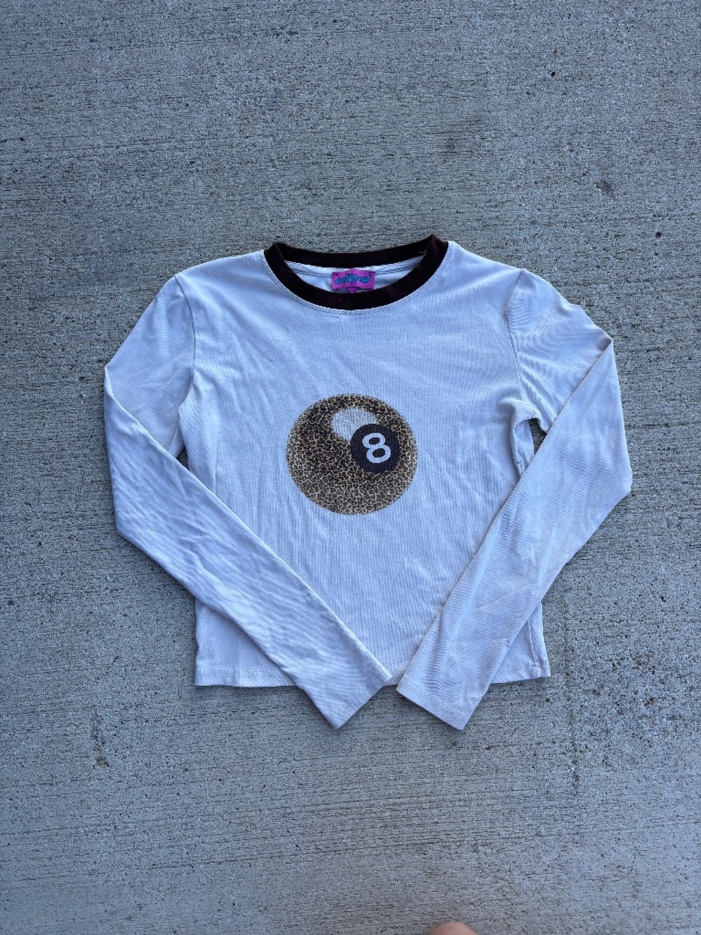 Y2K Style Edikted Leopard Print 8-Ball Ringer Long Sleeve Graphic Top